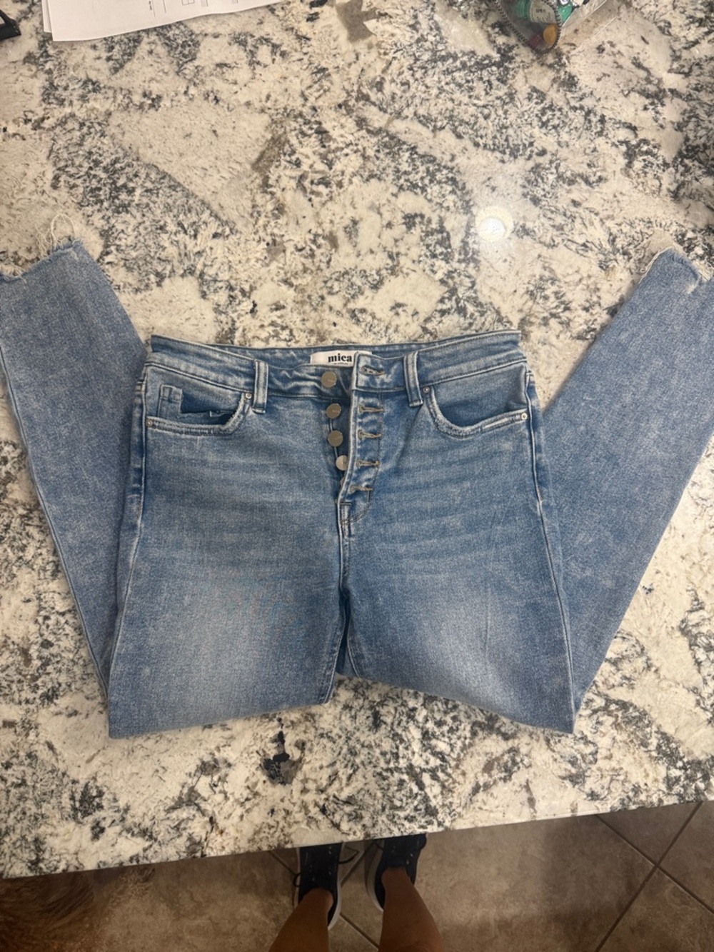 Mica High-Rise Light Blue Button-Fly Slim Jeans